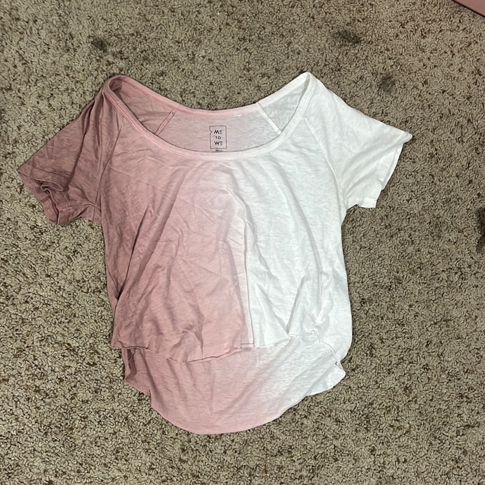 Me to we tee pink + white